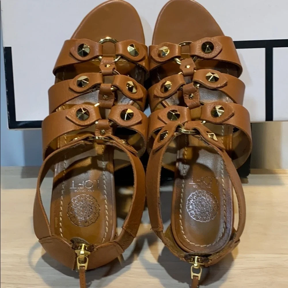Ann Taylor Loft Studded Leather Wedge Sandals